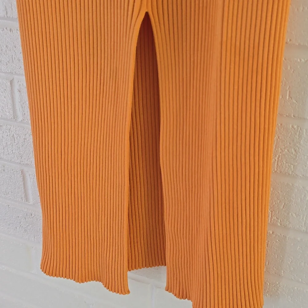 JONATHAN SIMKHAI Orange Sade Rib Knit Midi Skirt Size L - Picture 6 of 7
